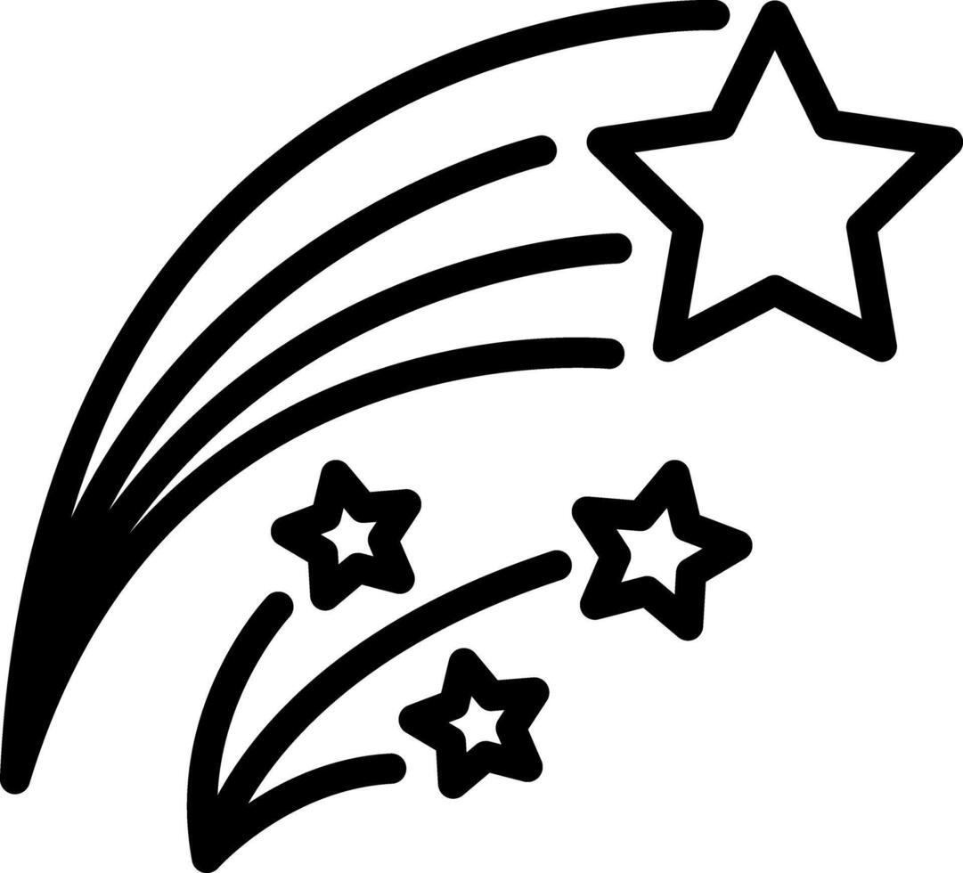 Black line icon for shooting star vector