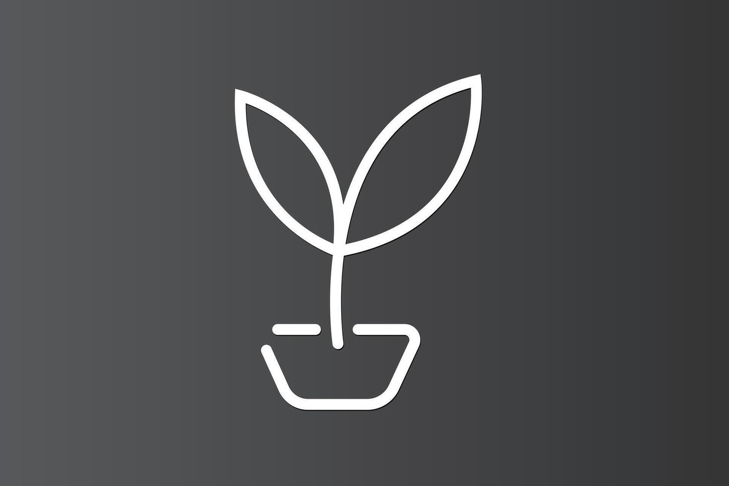 A simple plant icon with two leaves on dark background vector