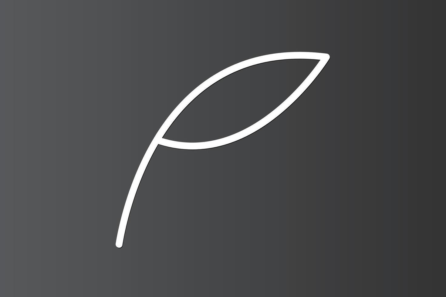 A simple leaf icon with lines on dark background vector