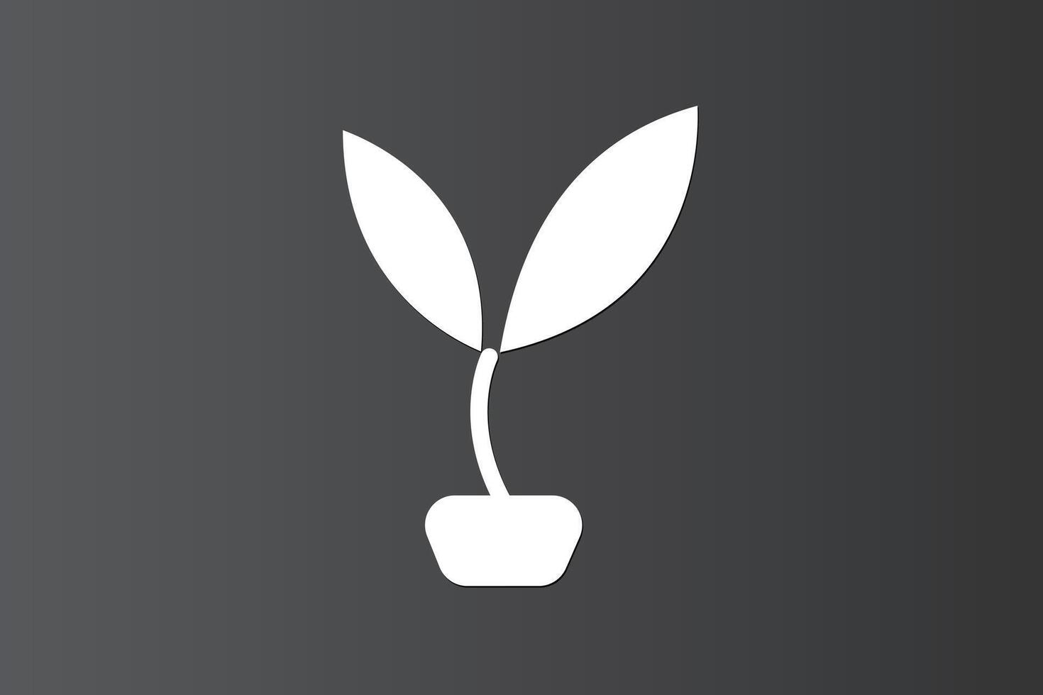 A small plant on vase icon on dark background vector