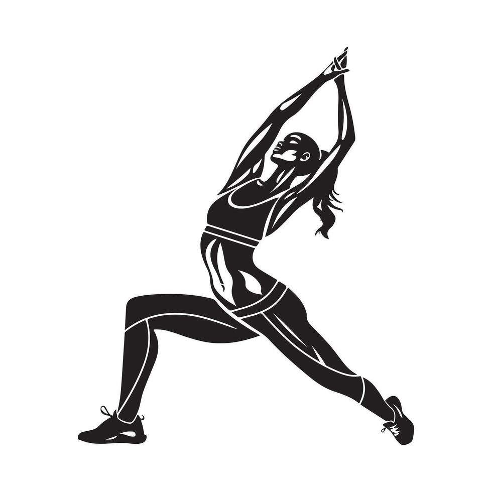 Silhouette of a Woman Doing Aerobic Workout Move. Stock image vector