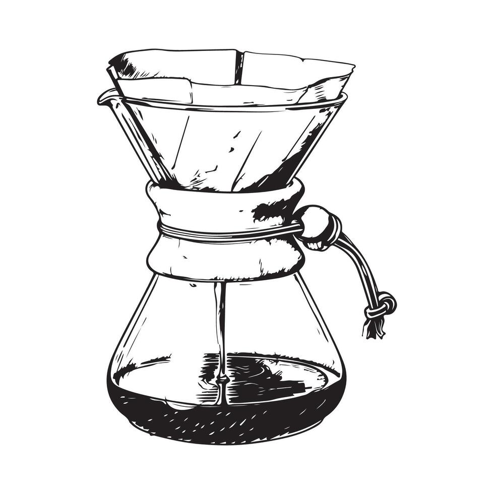 Drip coffee Black and White Stock image on white background vector
