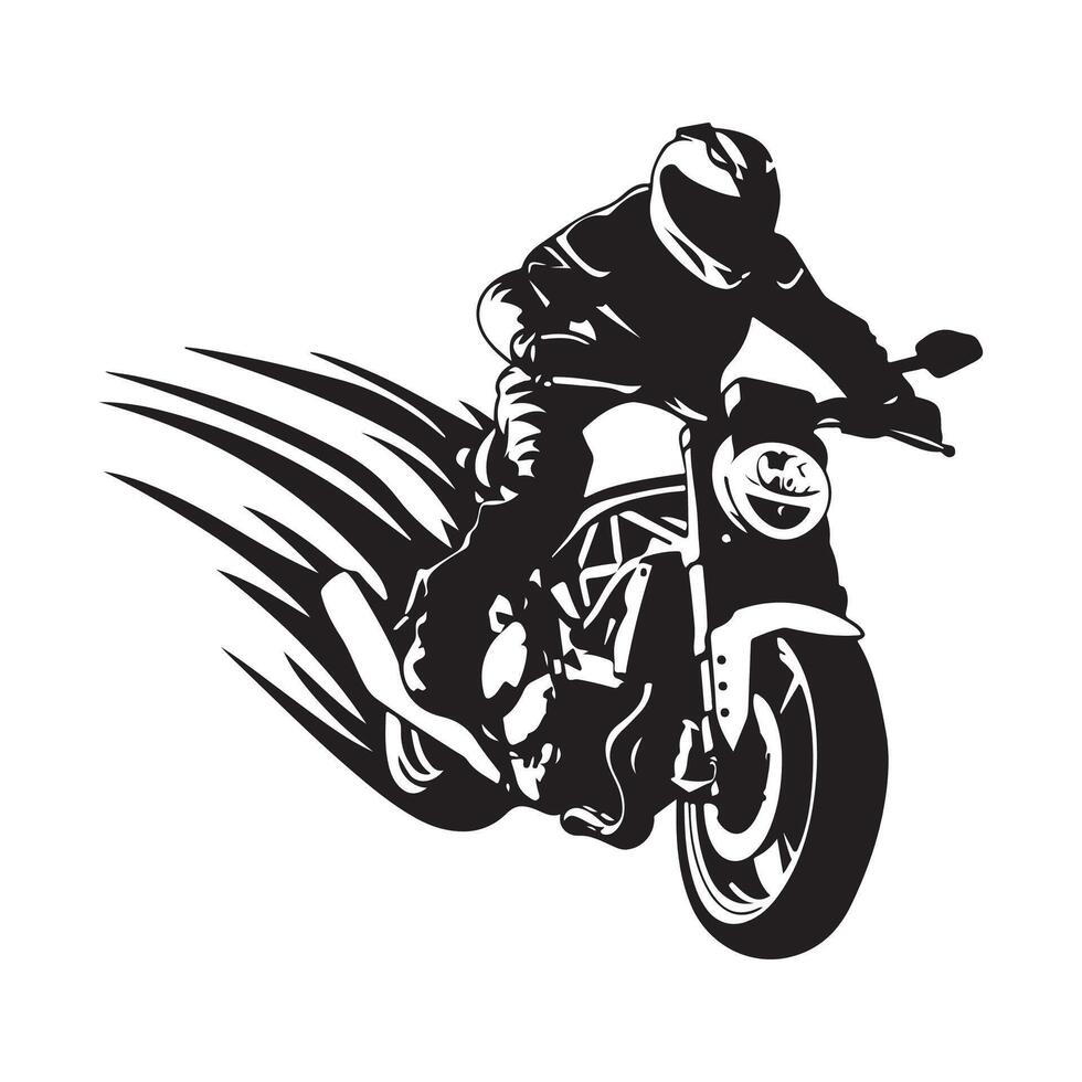 Man riding motorcycle silhouette Image black and white isolated on a white background vector