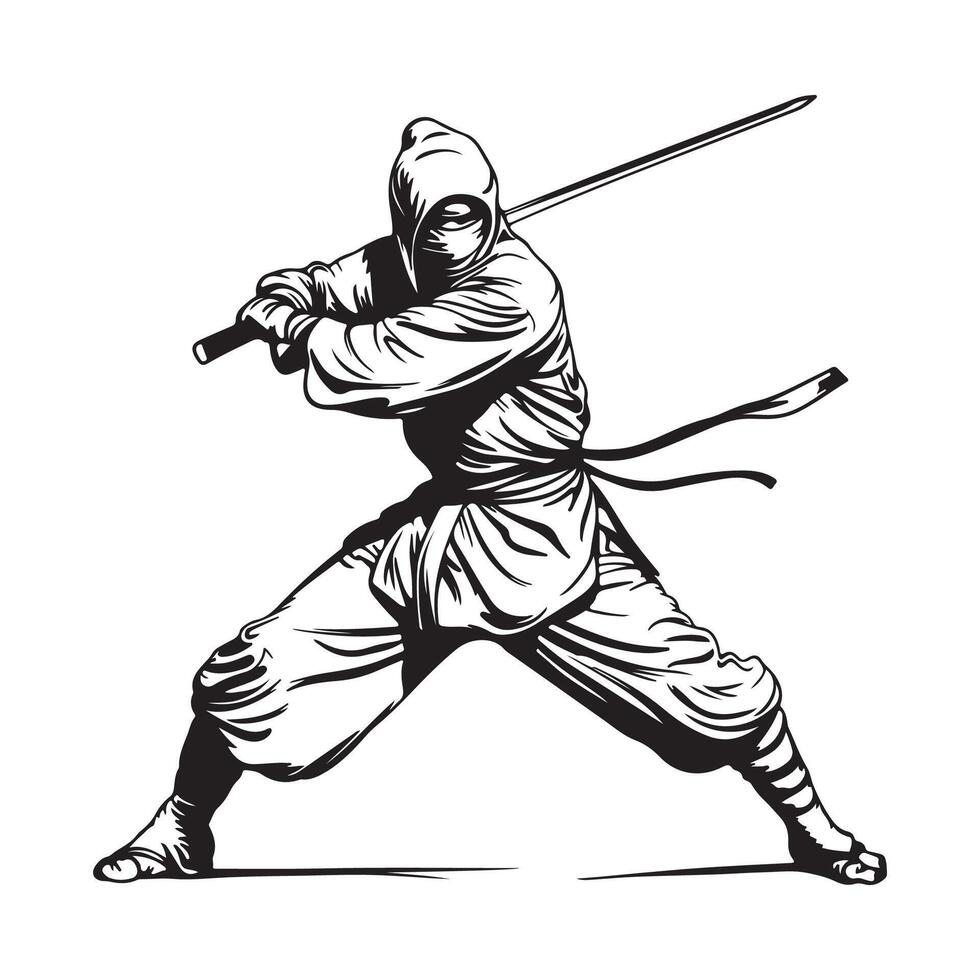 Kenjutsu Stock Illustrations. Kenjutsu Black and White Stock image vector