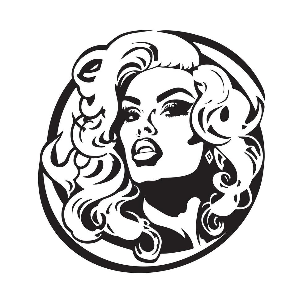 Beauty woman logo vintage design concept template Stock Image vector