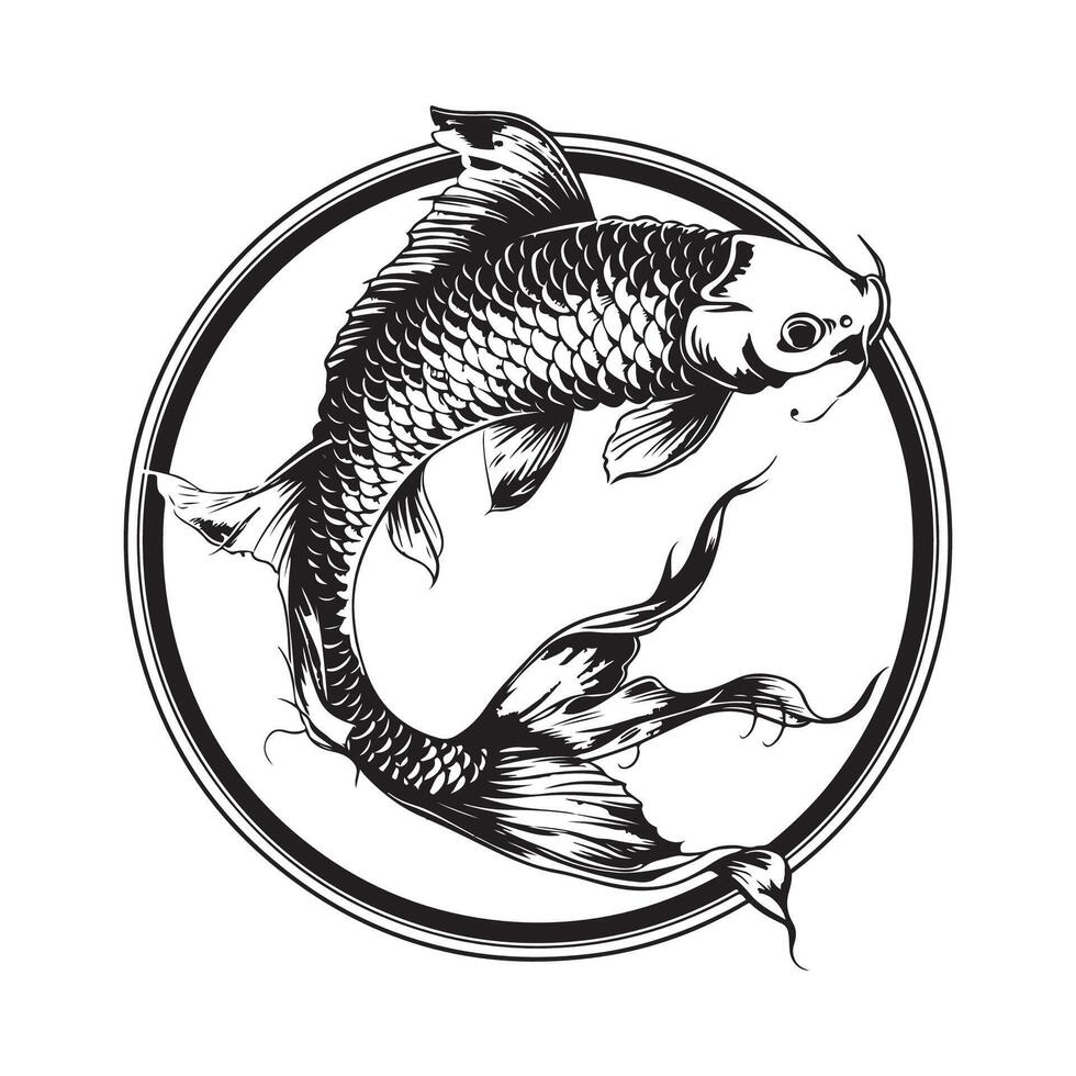 Koi Fish Circle design Images. Koi fish silhouette stock illustration vector