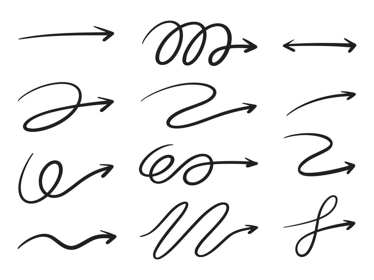 Hand drawn arrow icons set. sketch arrow design for business plan and education vector