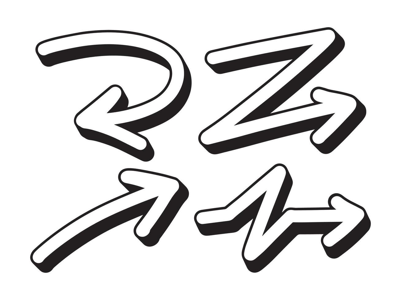 Hand drawn arrows set on a white vector