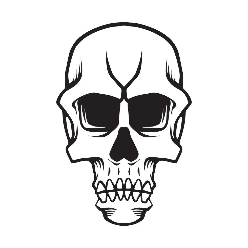 Scary skull hand drawn llustration vector