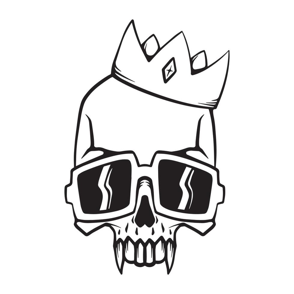 skull king hand drawn llustration vector