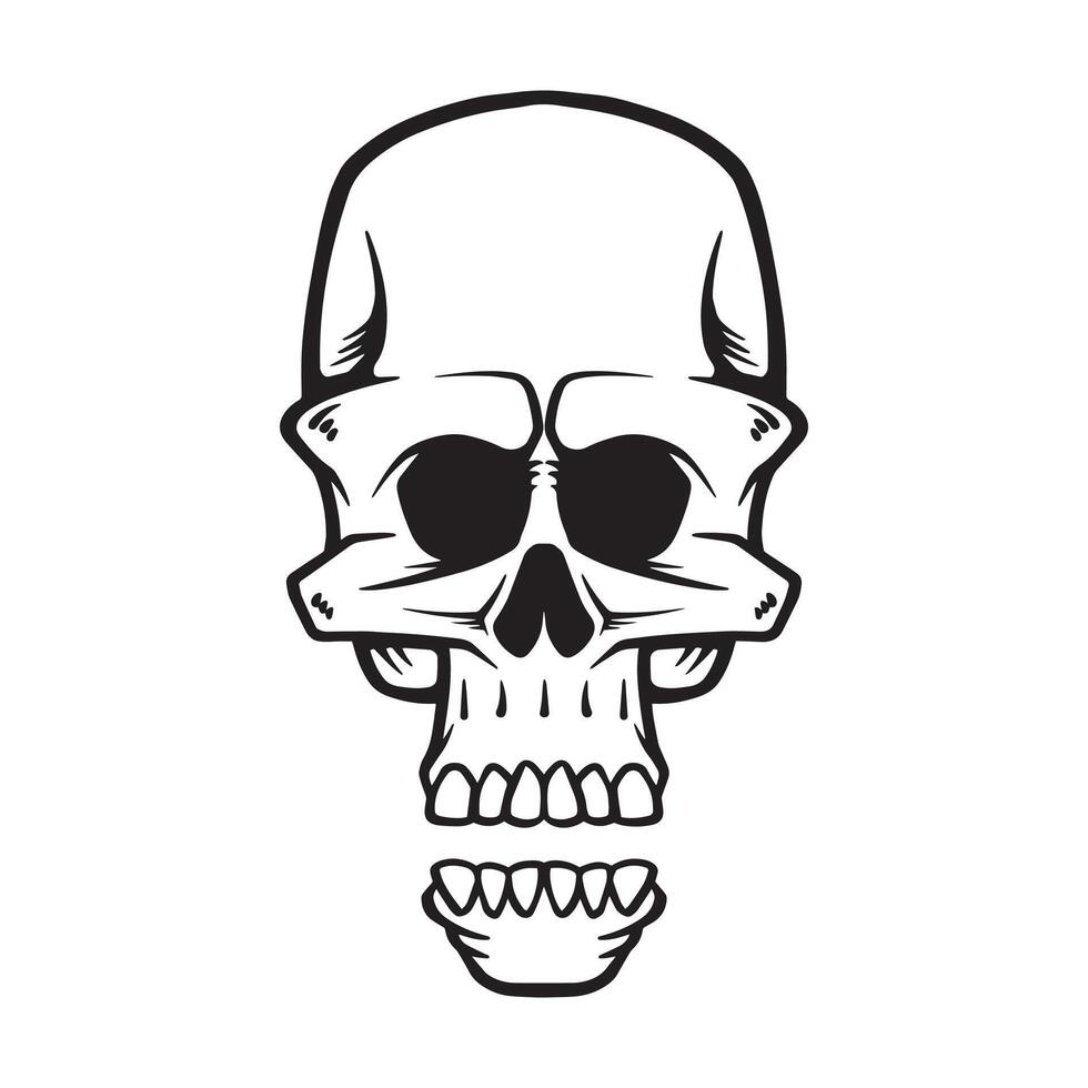 sad skull hand drawn llustration vector