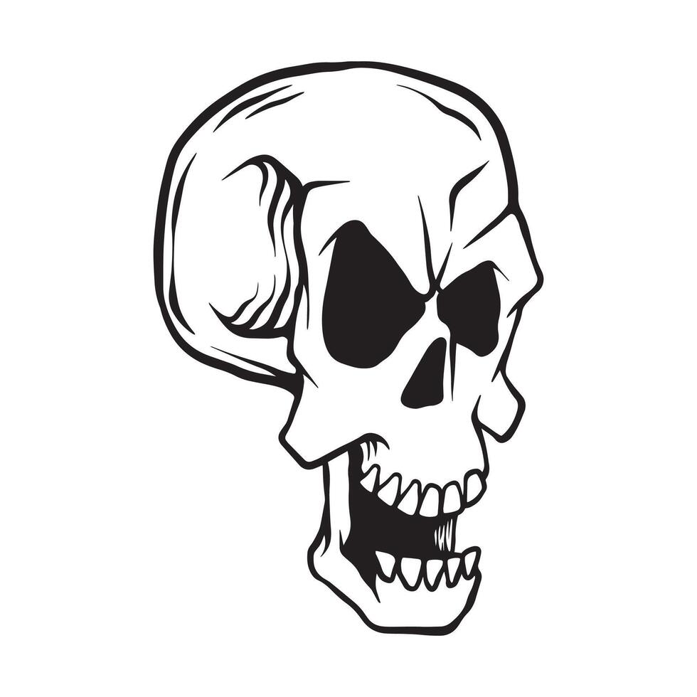 Happy skull hand drawn llustration vector