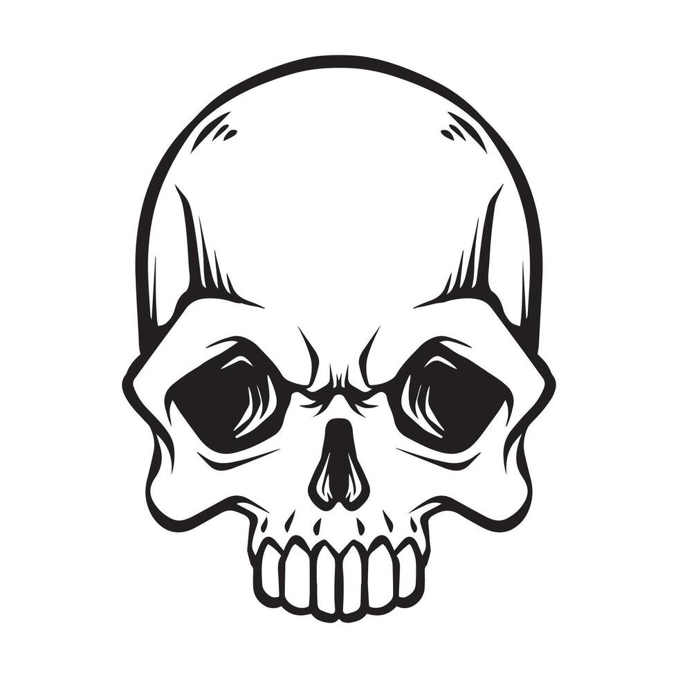 evil skull hand drawn llustration vector