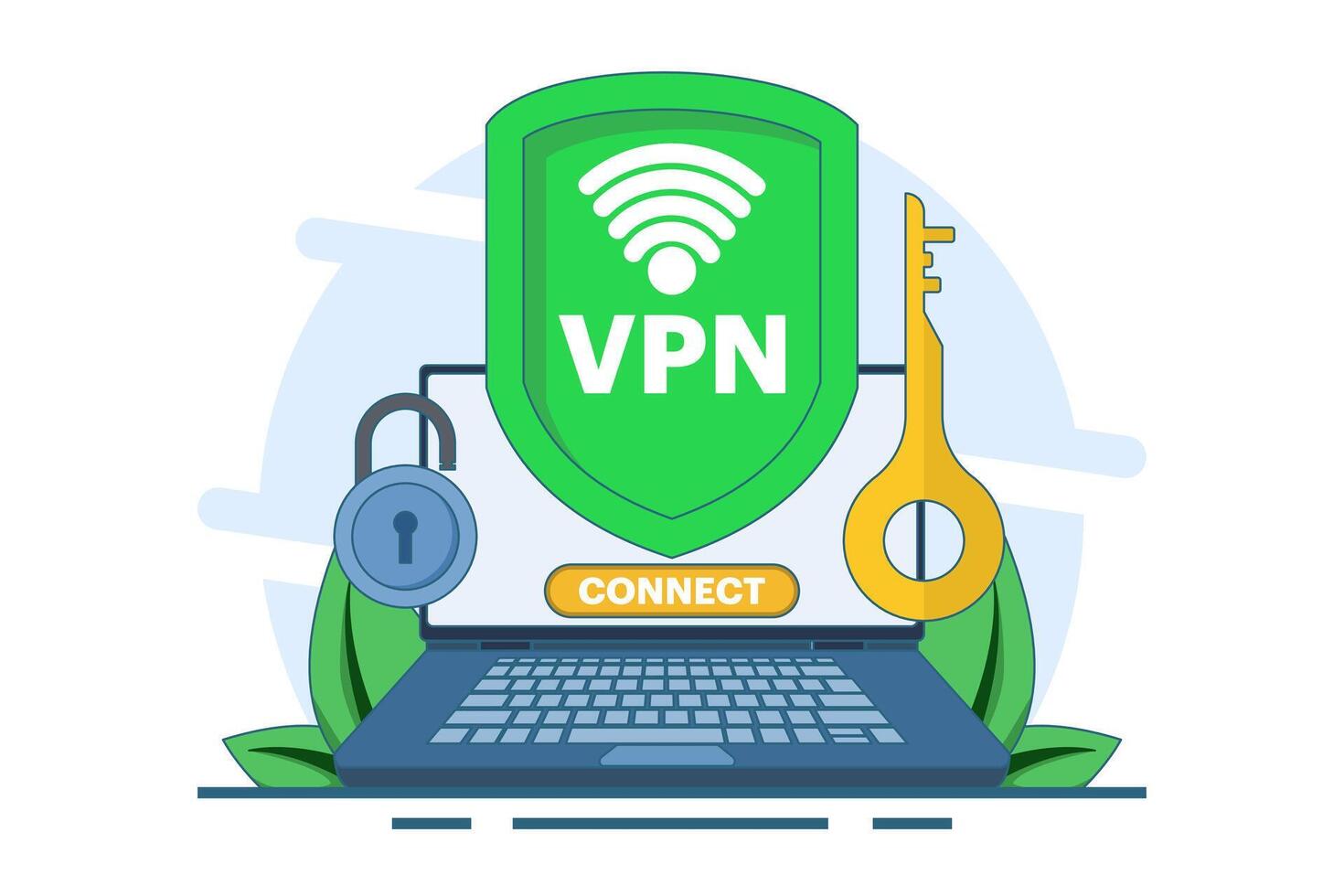 Virtual private network concept, Secure web traffic, Secure router access, Security on the internet, Encrypted data transfer, Remote server, VPN access, Digital personal data protection. . vector