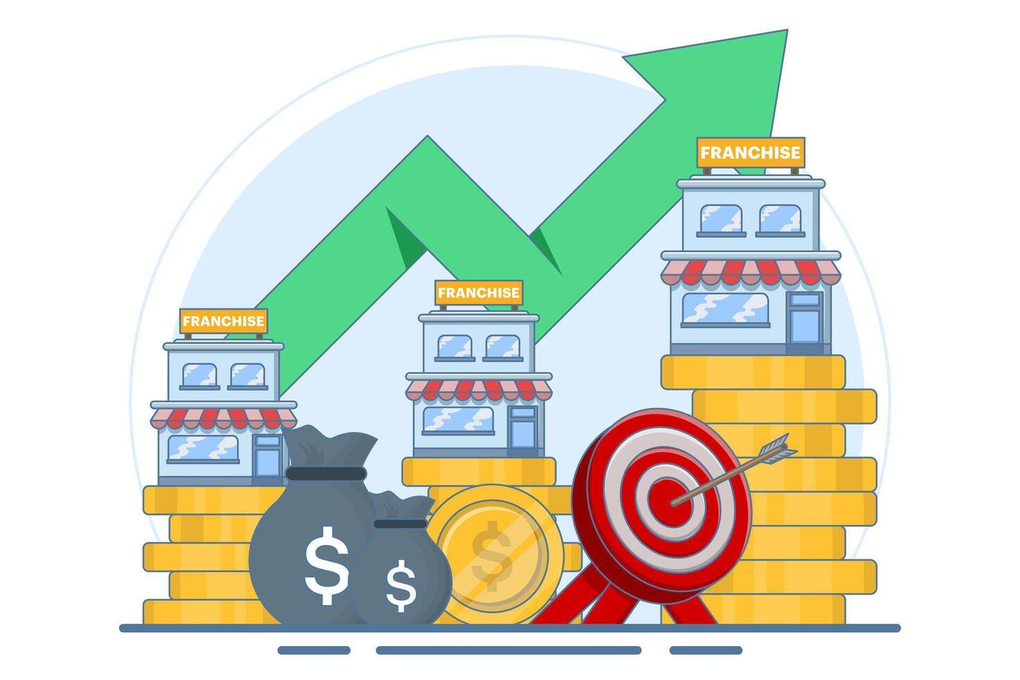 franchise store concept, business, development, company, franchise business branch expansion, Small Business, franchise business branch expansion, company, retail store or service network. . vector