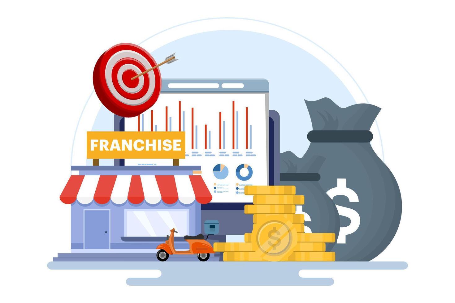 franchise store concept, business, development, company, franchise business branch expansion, Small Business, franchise business branch expansion, company, retail store or service network. . vector