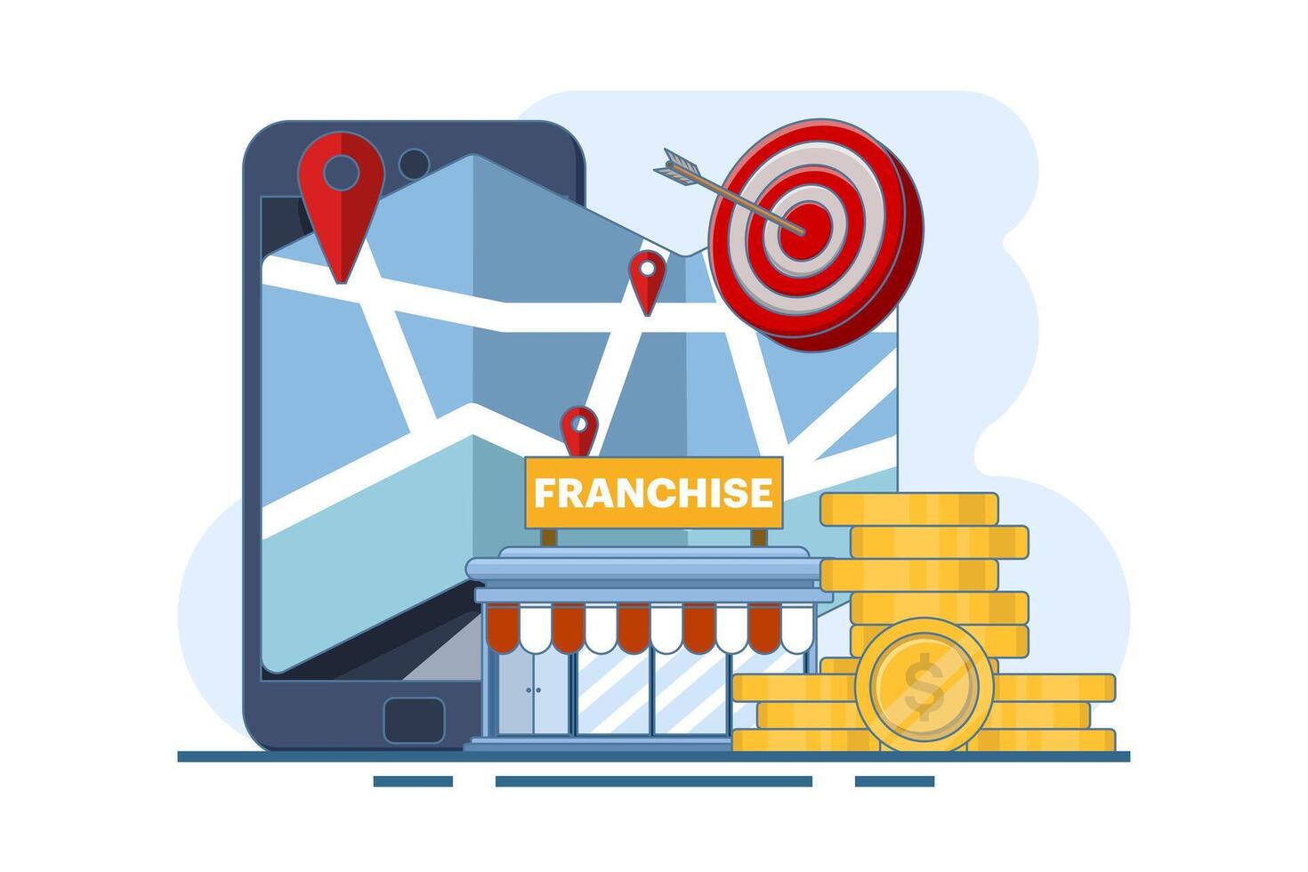 franchise store concept, business, development, company, franchise business branch expansion, Small Business, franchise business branch expansion, company, retail store or service network. . vector