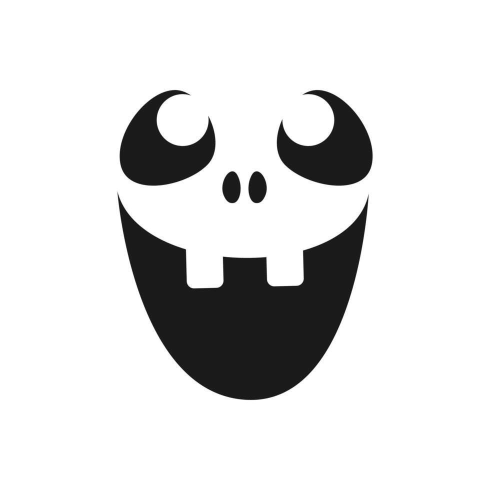 Funny Happy Monster Face, Jack O Lantern Halloween Pumpkin Icon. Cute Funny Evil Face Expression. vector