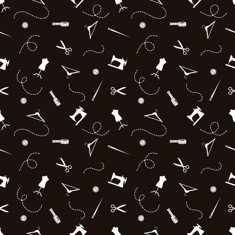 sewing tailor seamless fabric pattern vector
