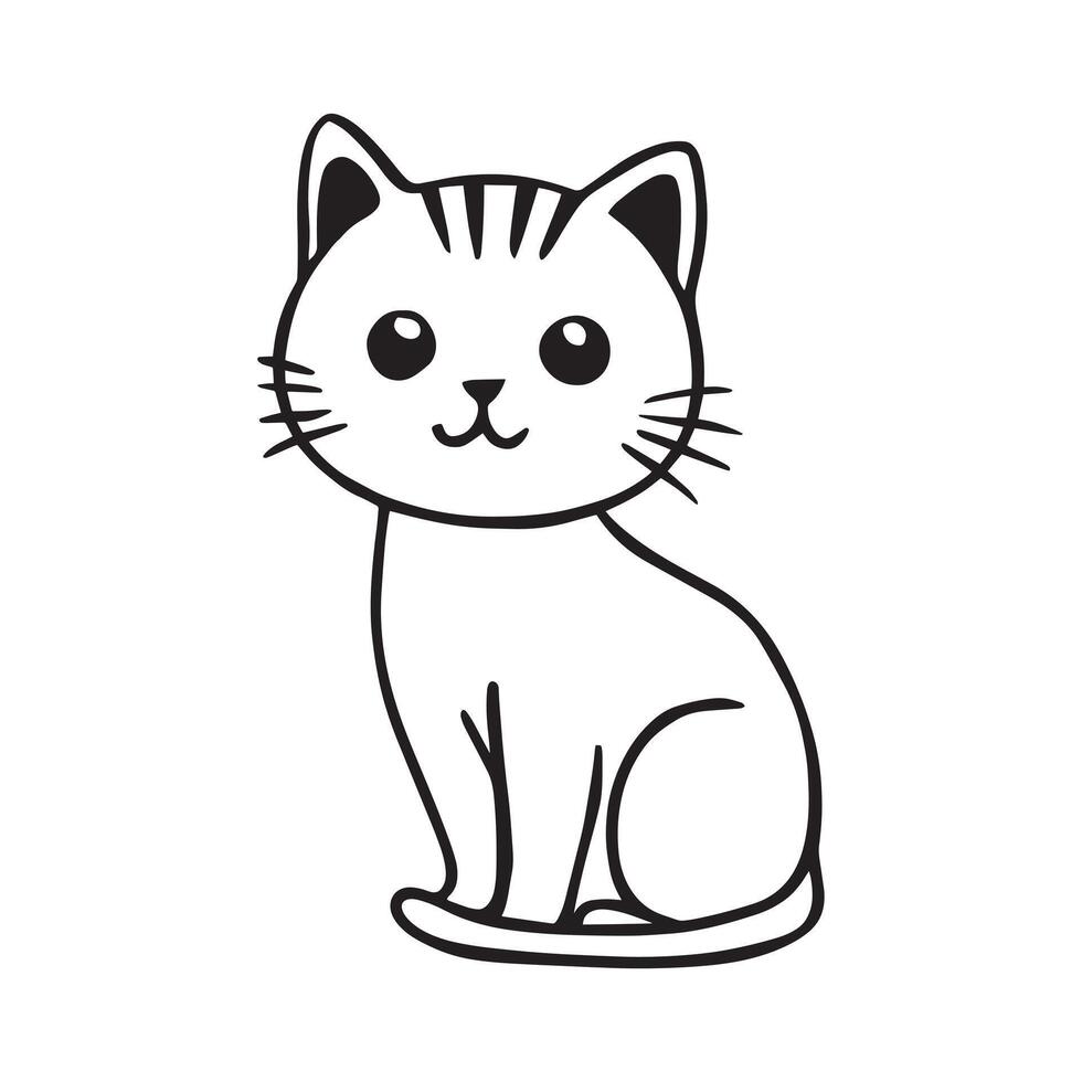 Stylized Cat Sketch in Black and White vector