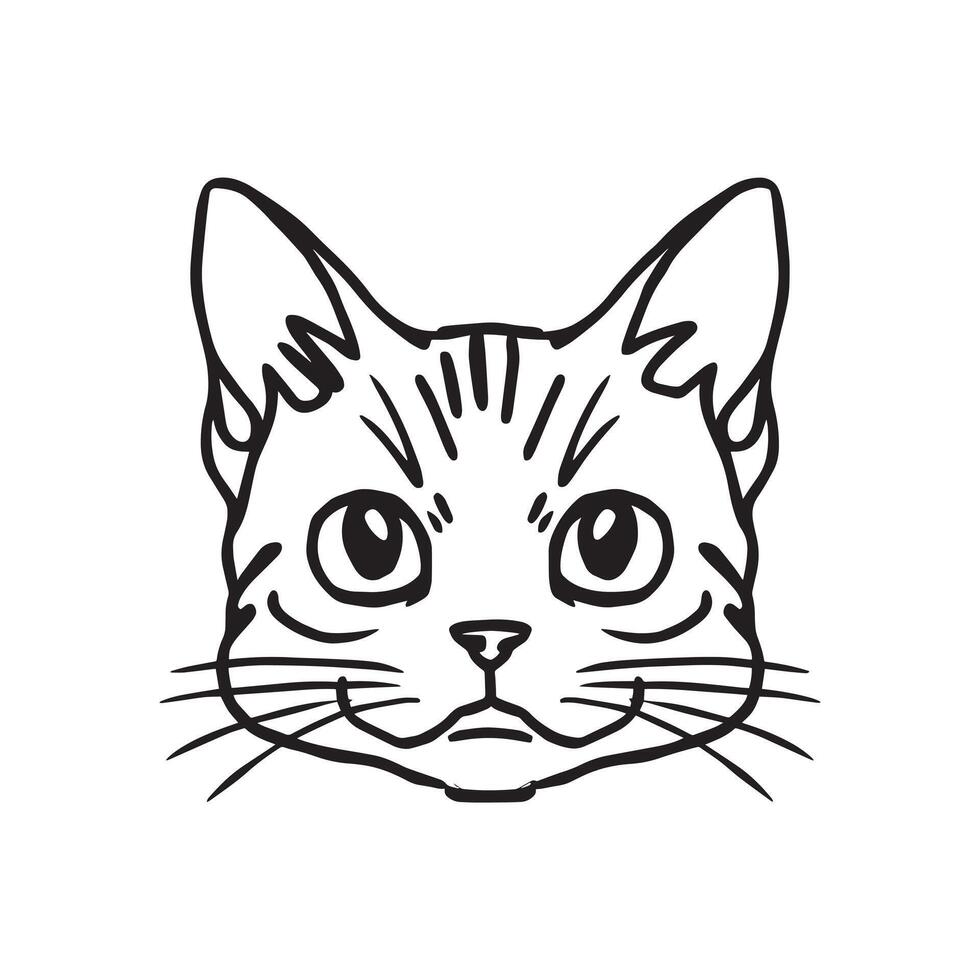 Simple Black and White Cat Drawing vector