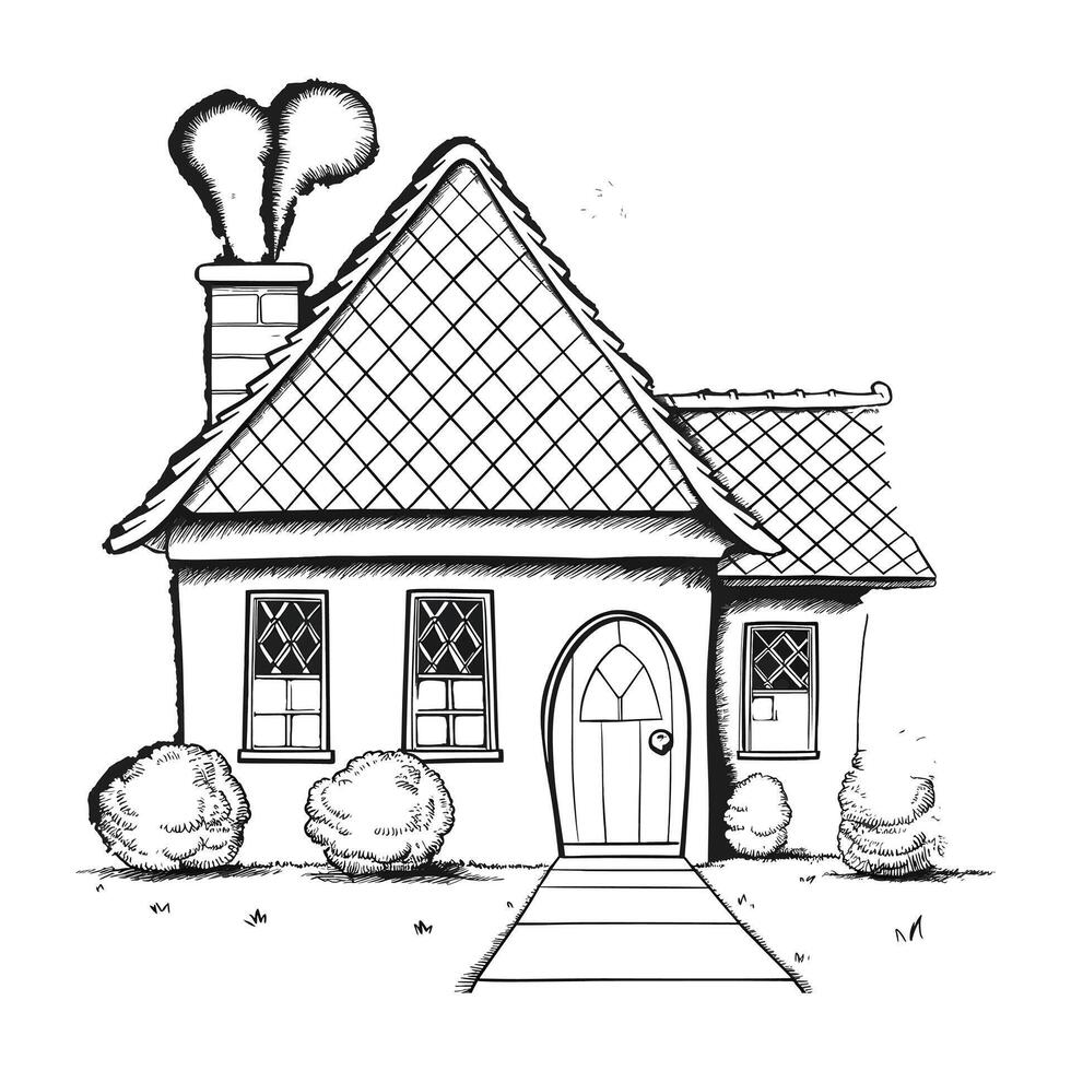 Cute House Outline for Coloring vector