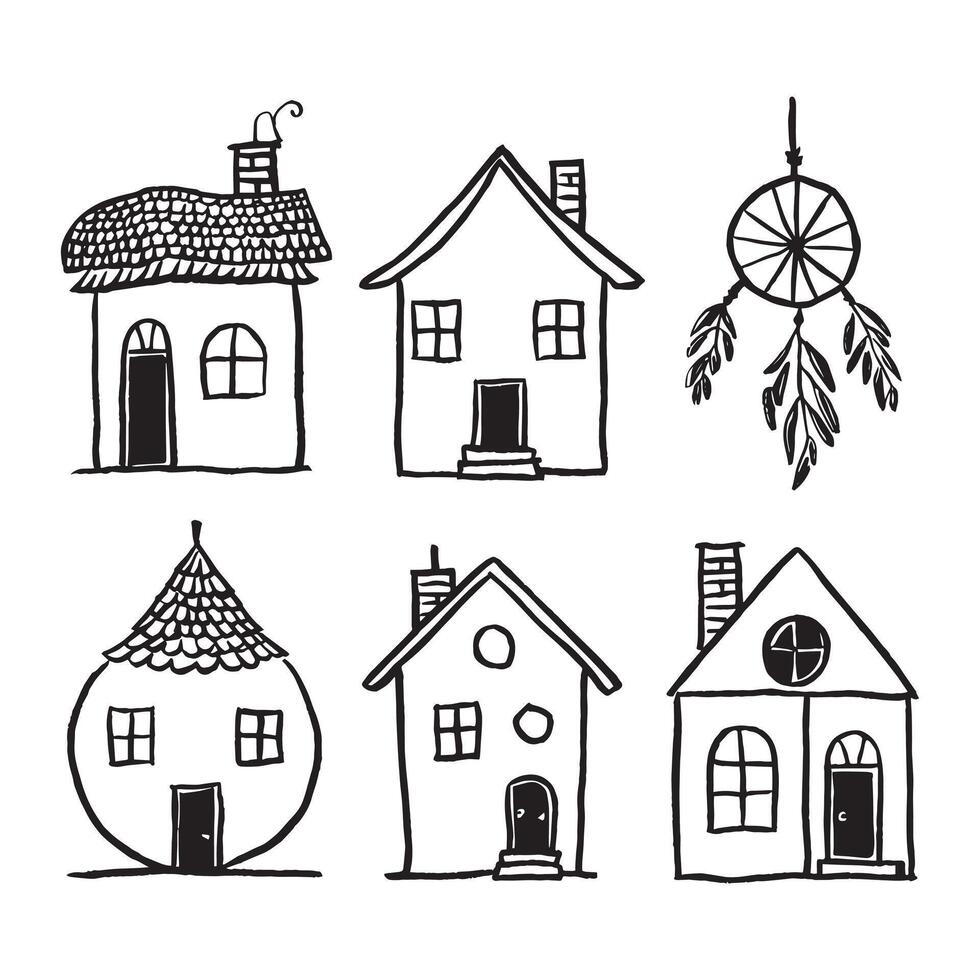 Adorable House Coloring Page vector
