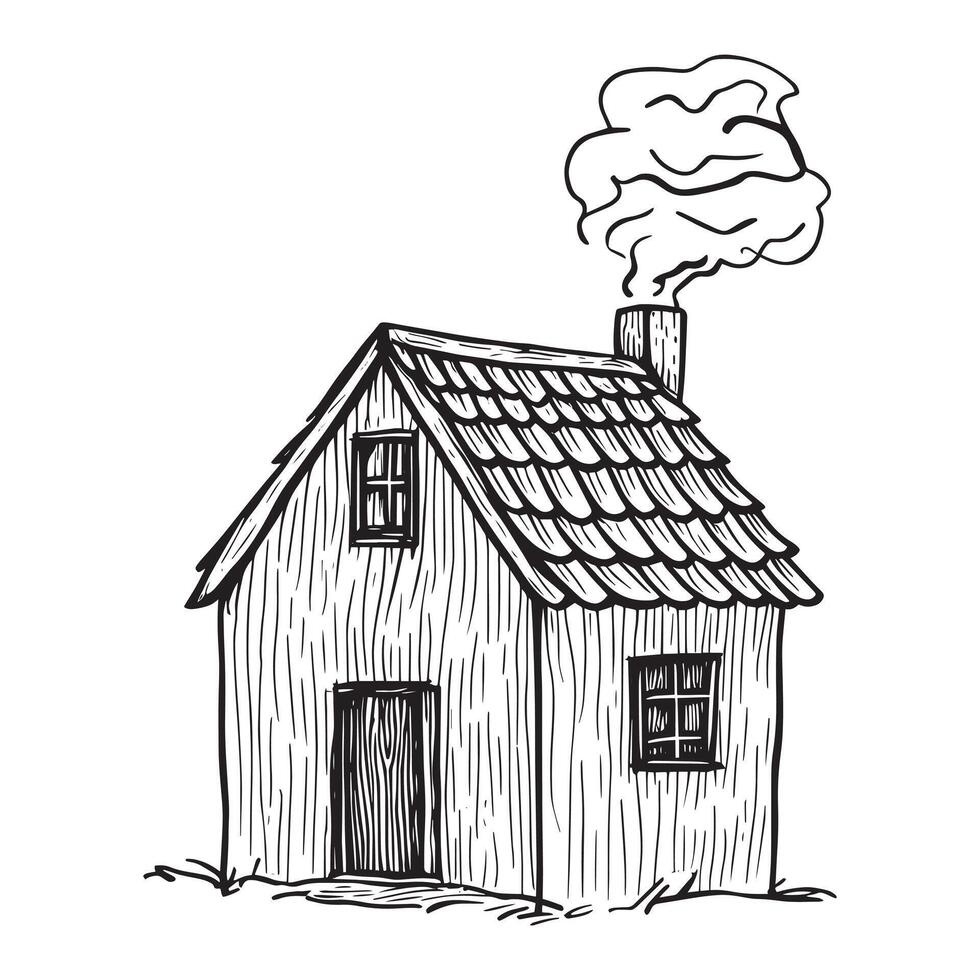 House Coloring Page for Kids vector