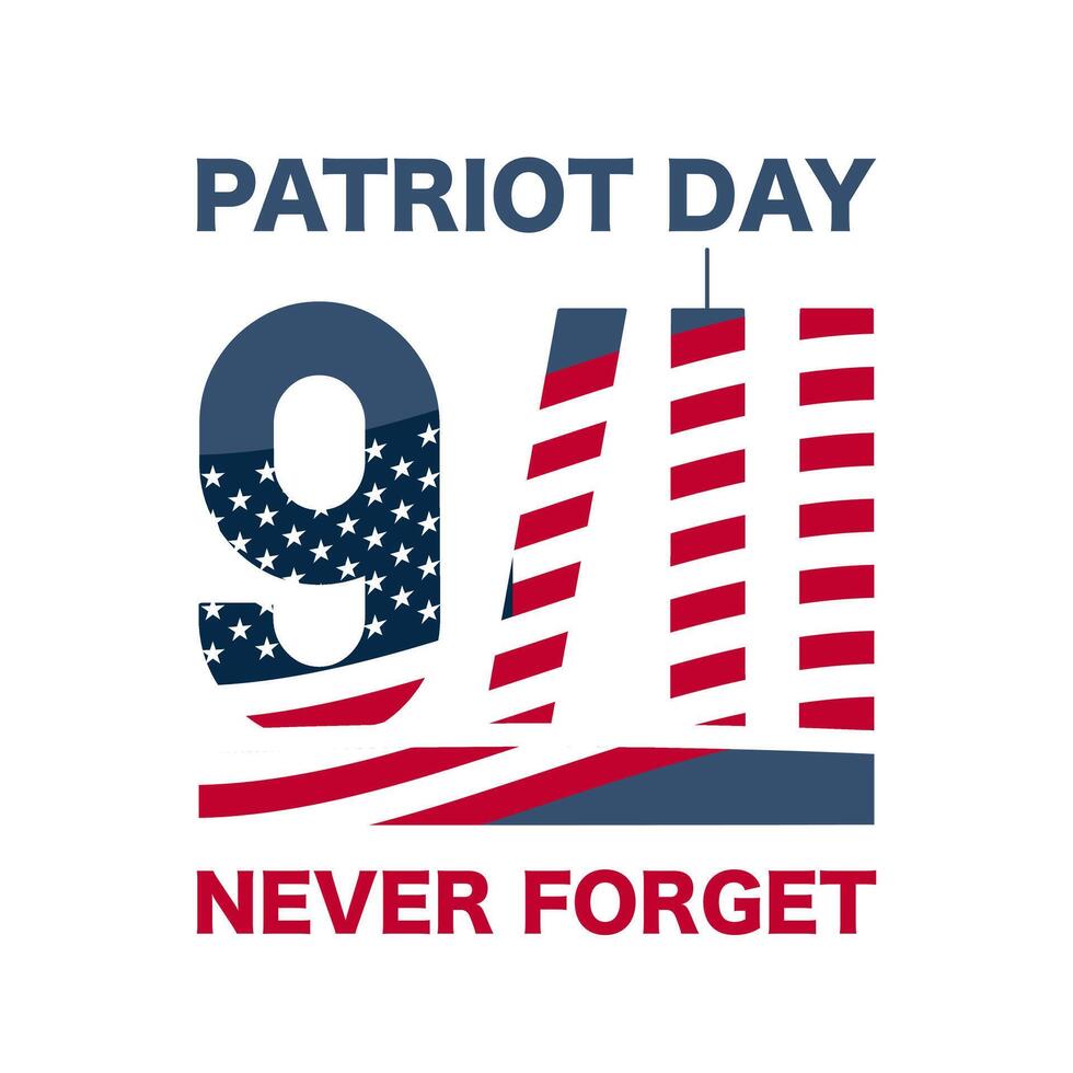 Patriot Day Design text waving american flag vector