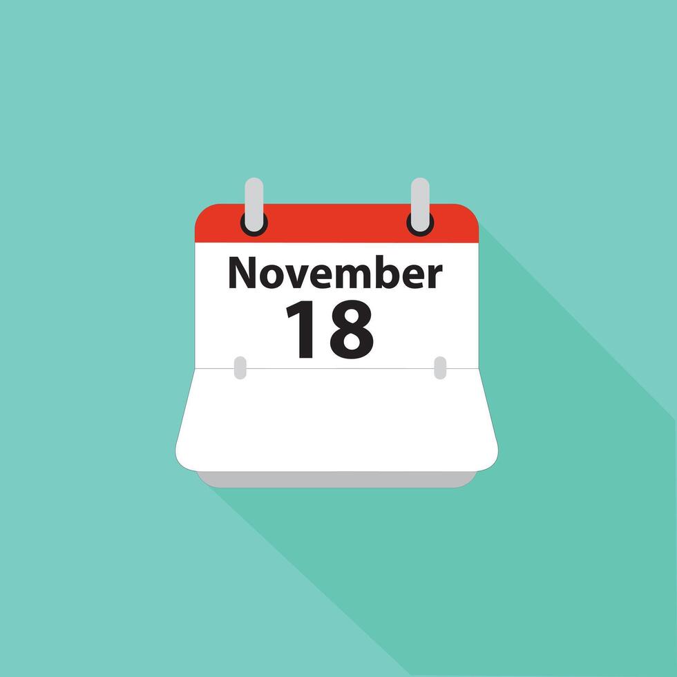 Flat Calendar Icon design. Business design. 18 november date icon vector