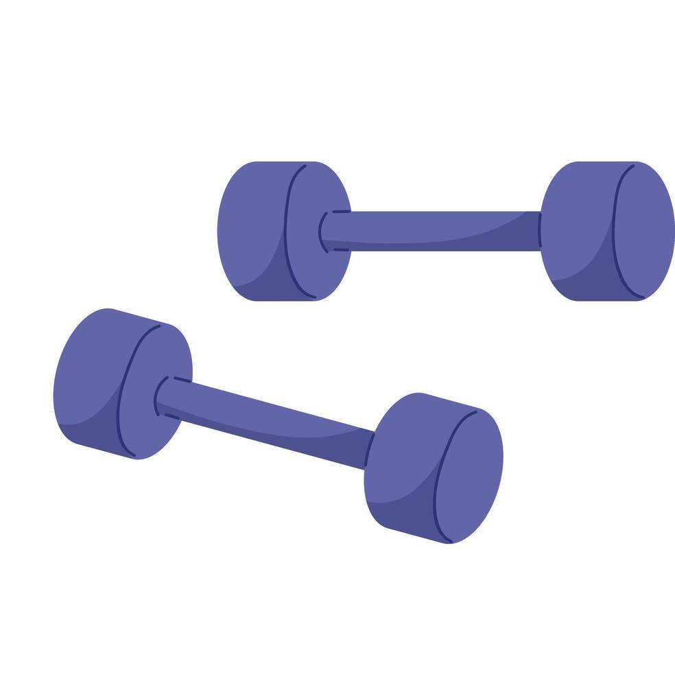 Two purple dumbbells placed side by side on a white background for fitness and exercise routines vector