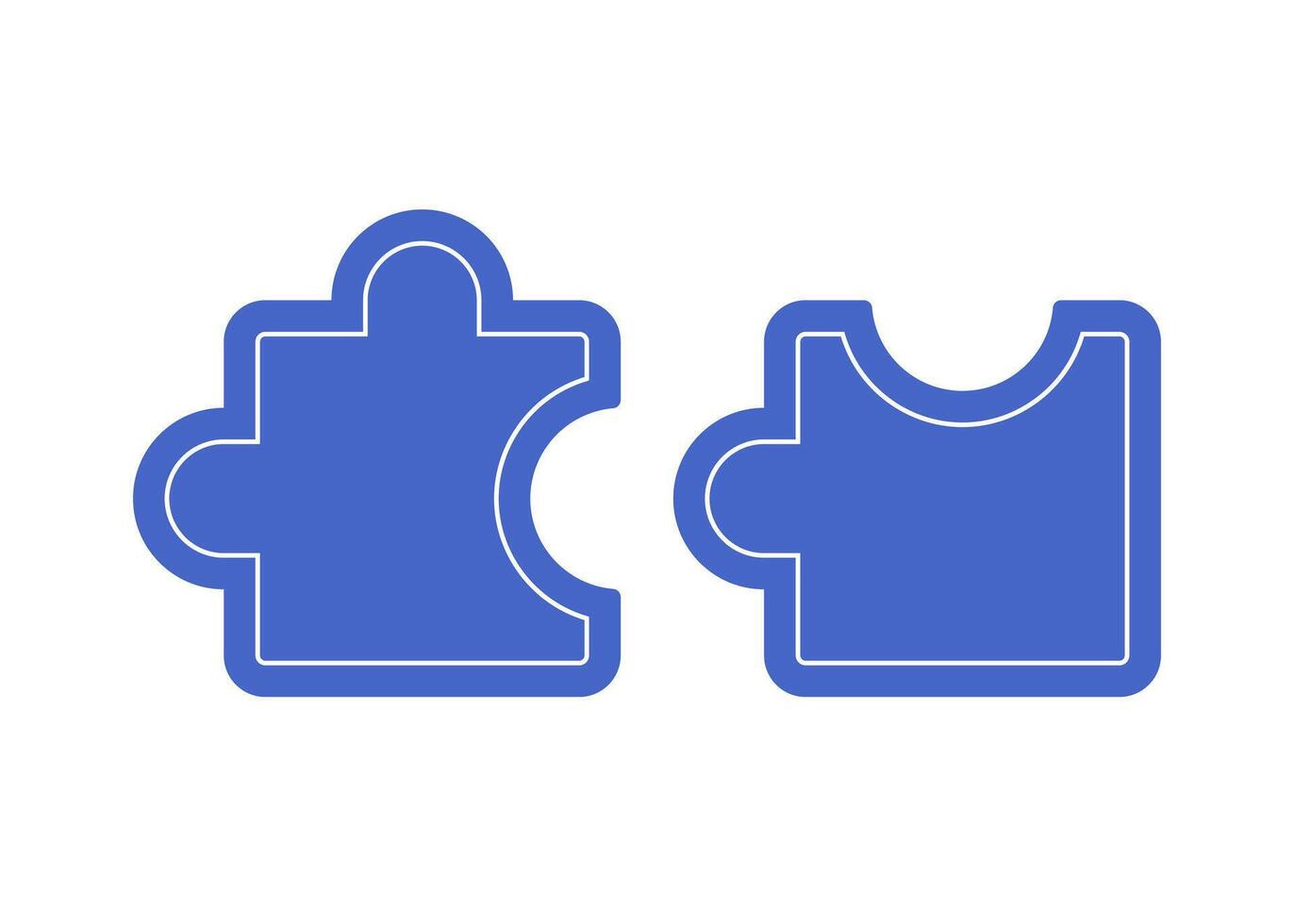 Two blue puzzle pieces interlocking on a plain background highlighting simplicity and fun vector