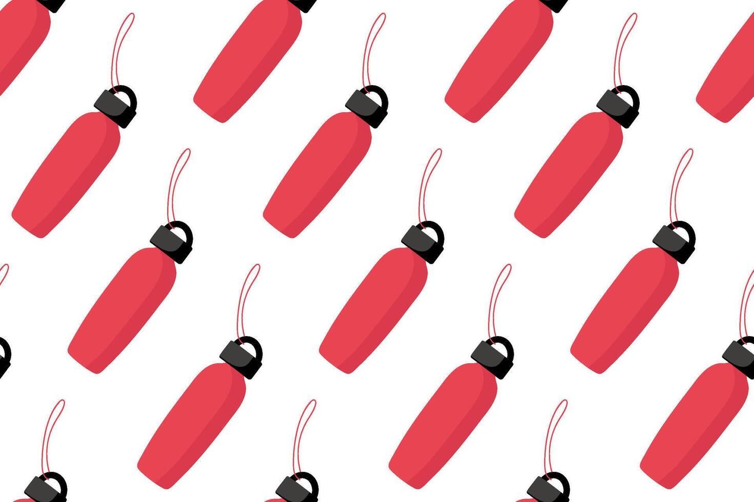 Pattern of red water bottles on a white background suitable for designs and illustrations vector