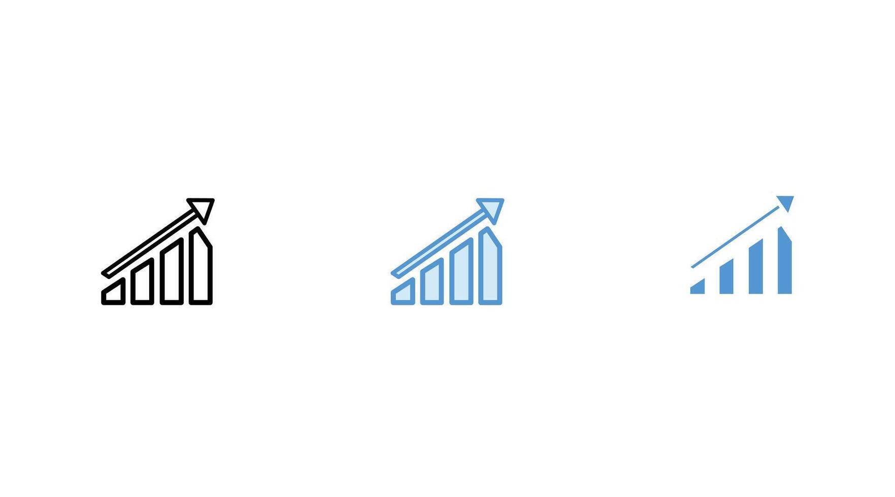 Growing graph simple icons set vector