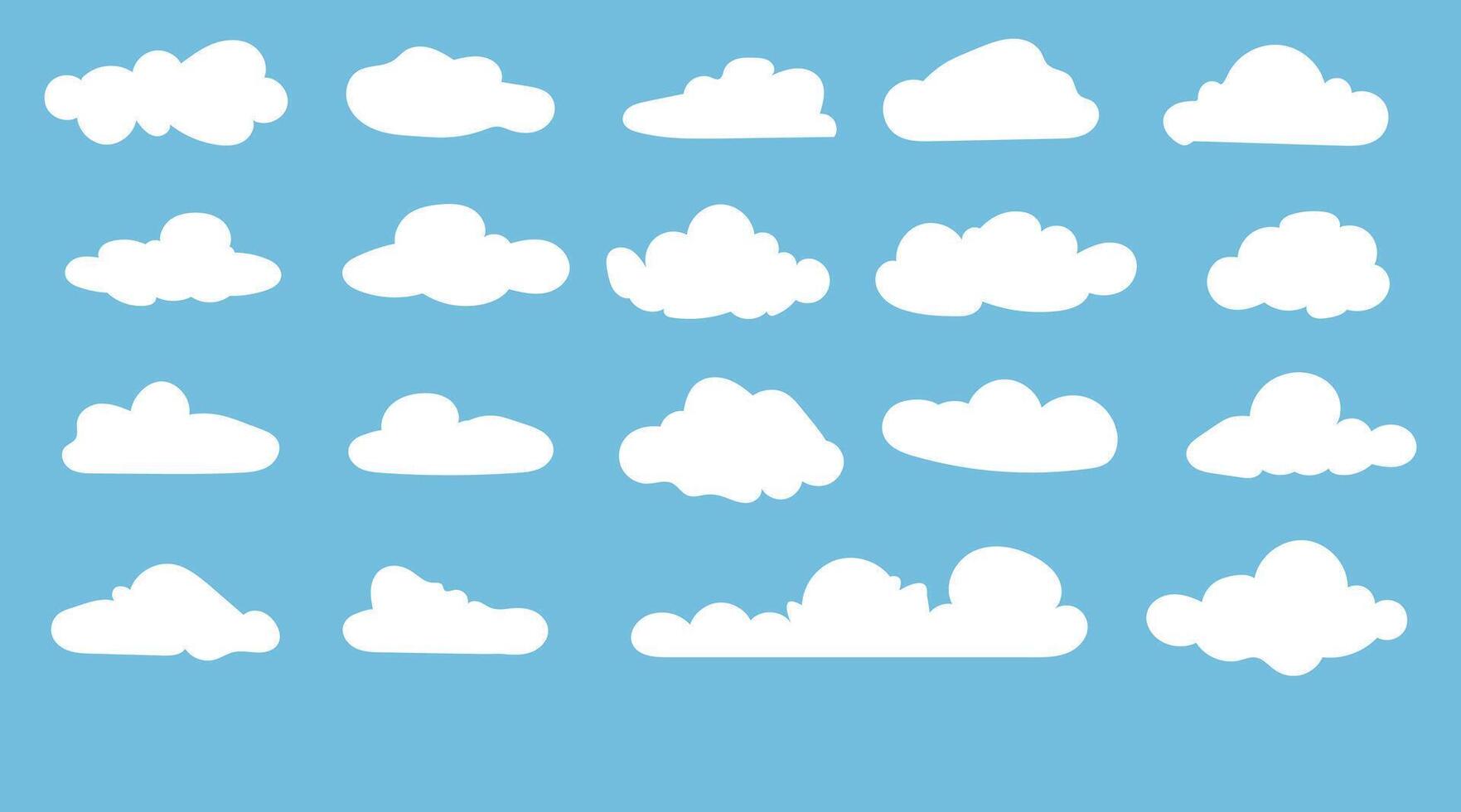 Collection of white cloud illustrations. set of cartoon clouds in flat design vector