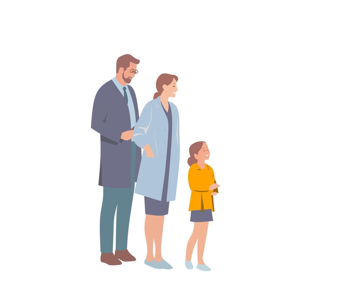 a family with a child and a man and woman vector