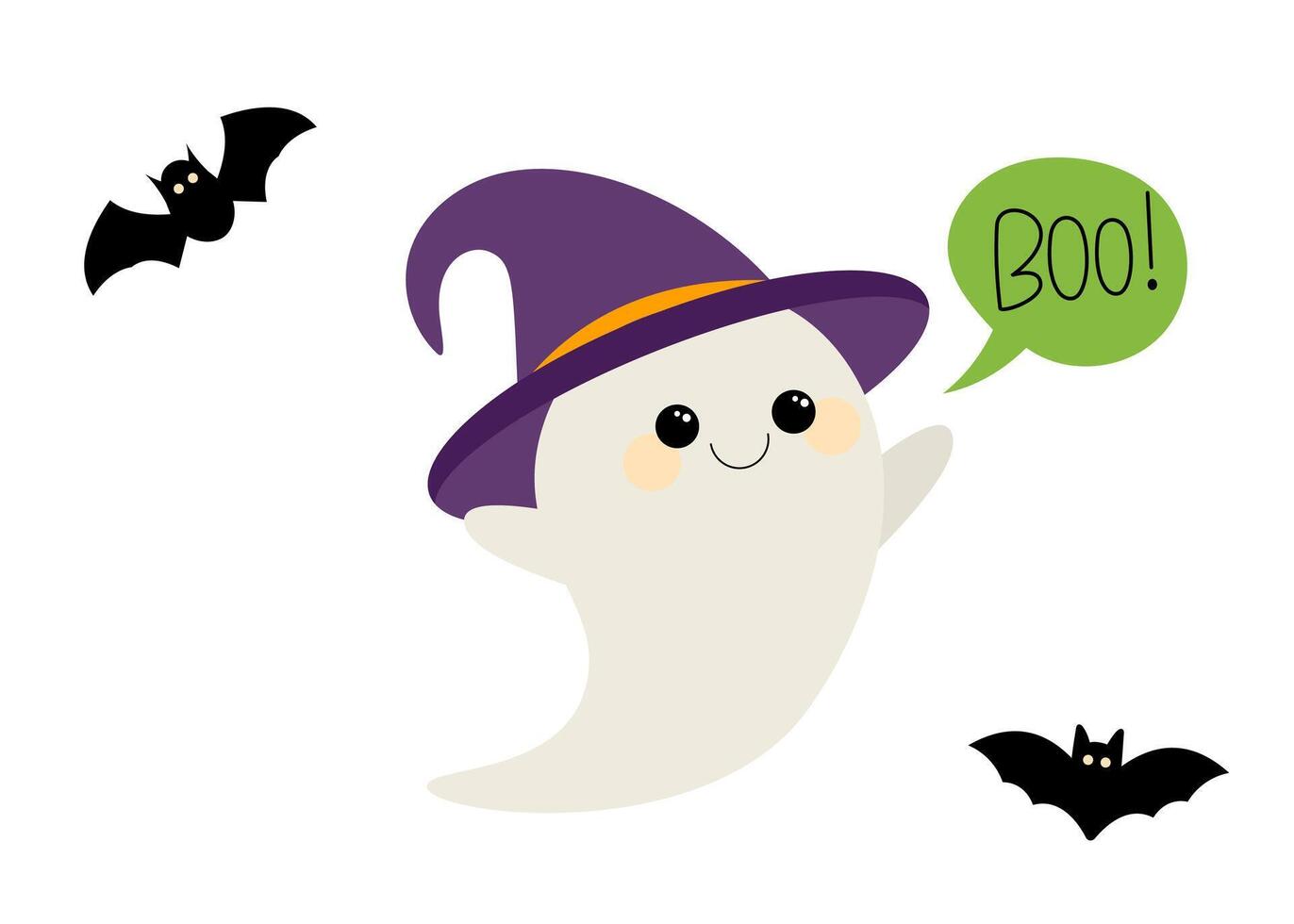 Halloween ghost character in hat. Elements for design, scrapbooking, sticker, postcard, poster. vector
