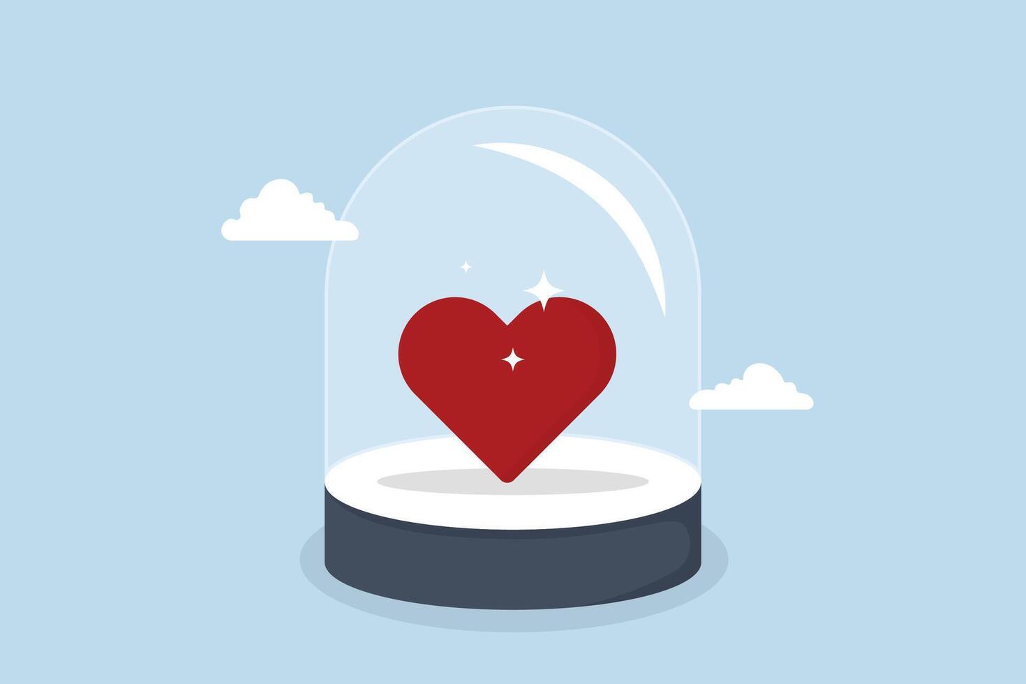 Life insurance family protection, Heart shape that is shiny encased within a sturdy glass dome. vector
