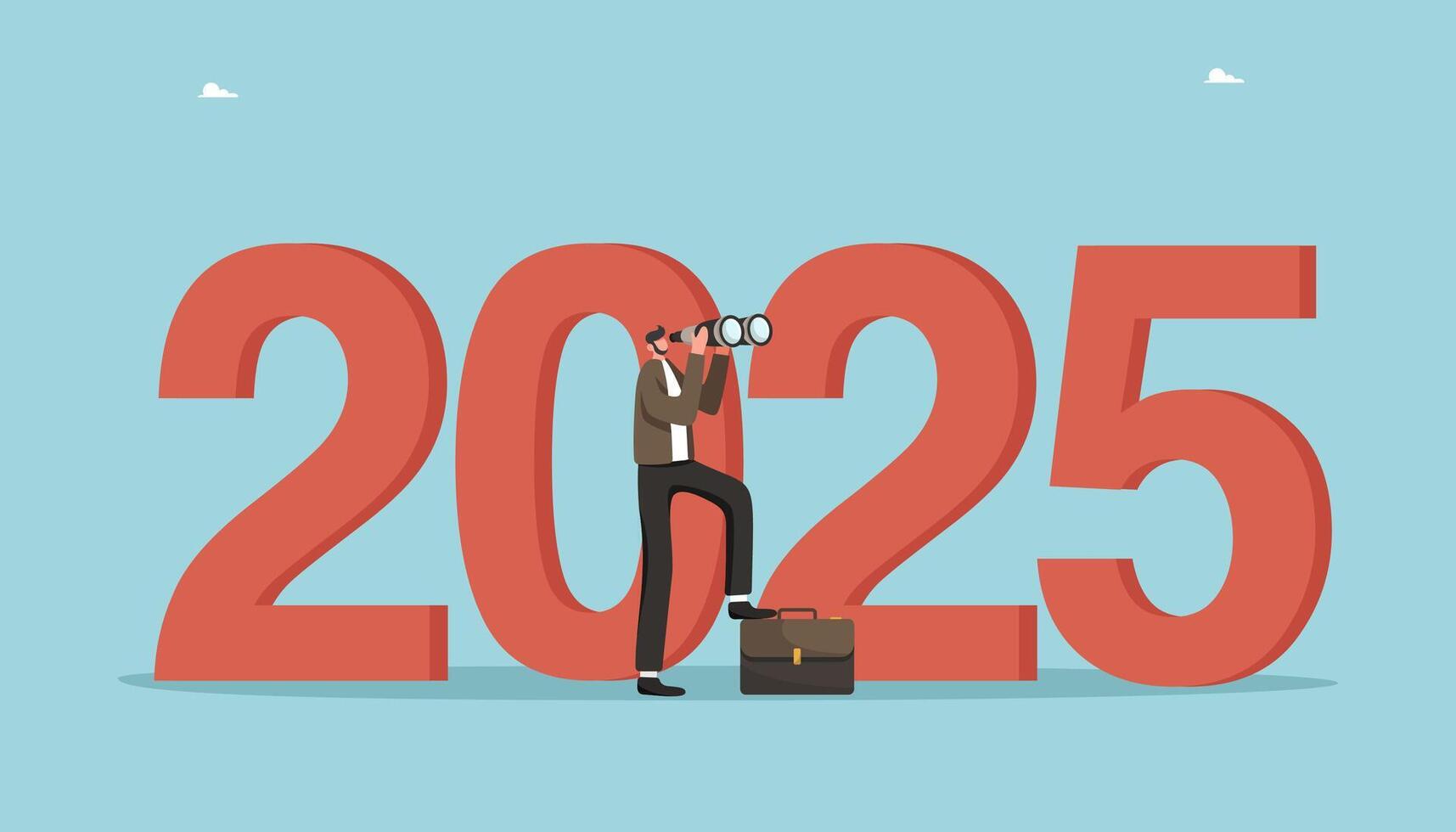 Man stands near 2025 vector