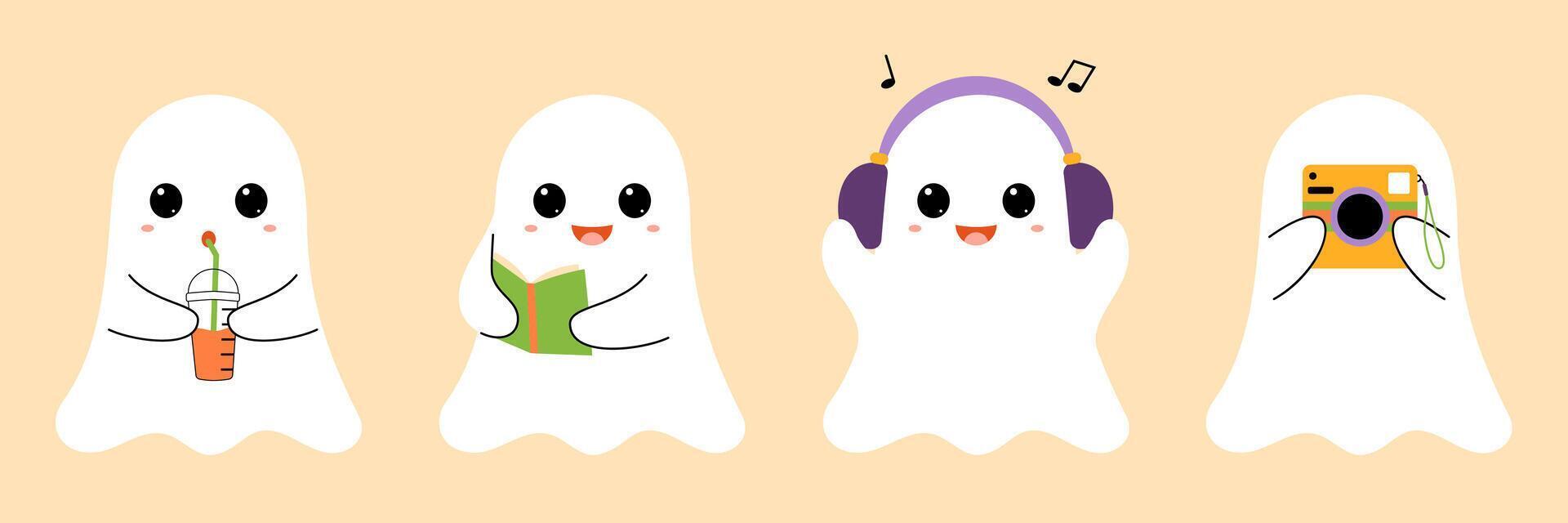 Modern halloween ghosts vector