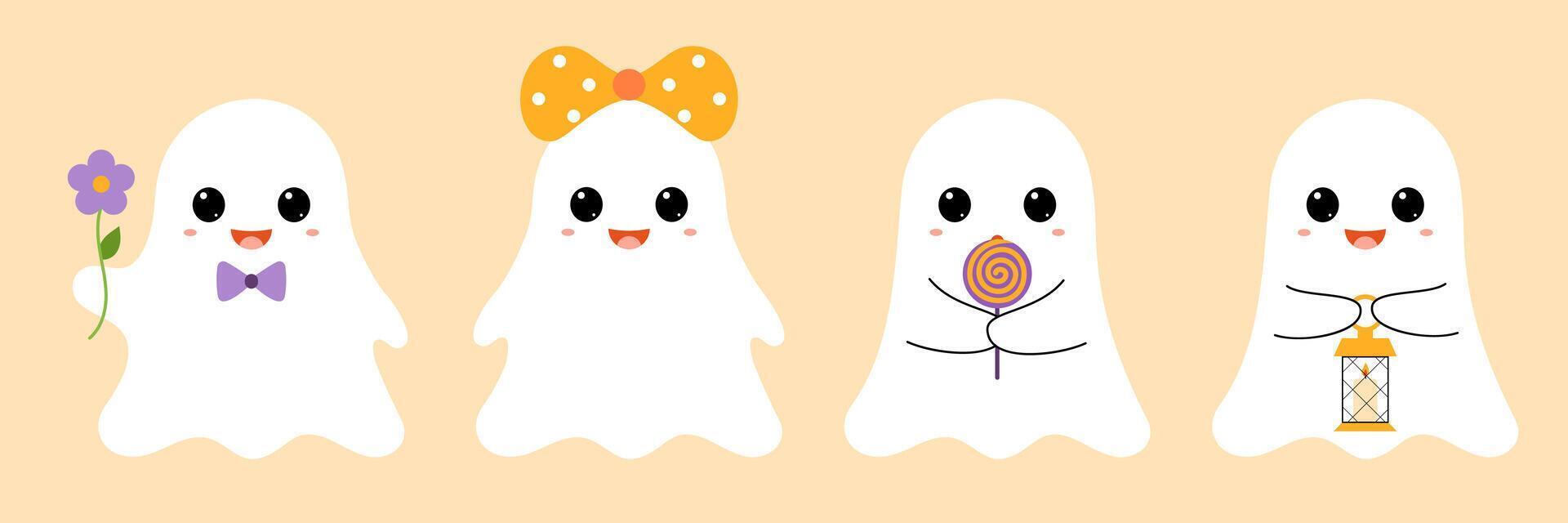 Cute halloween ghosts vector