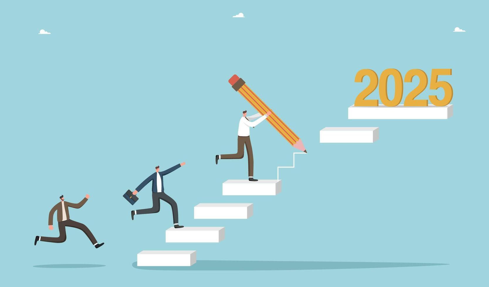 Leader draws steps to 2025 for employees vector