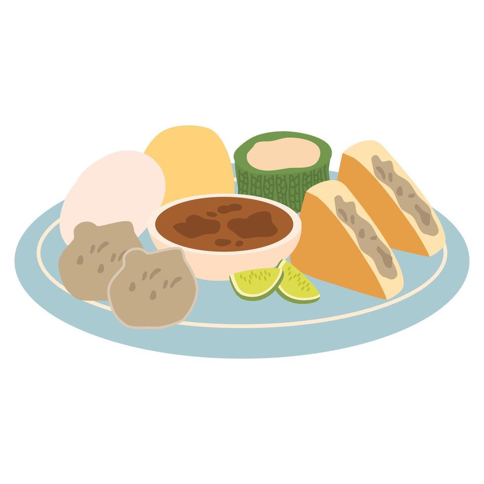 Siomay Indonesian snack made of fish vector