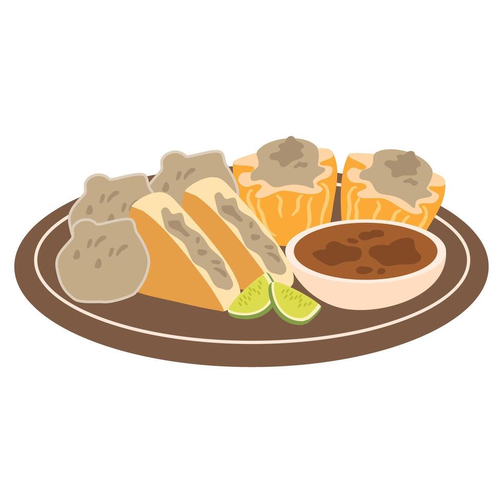 Indonesian Food Siomay Baso Tahu Illustration vector