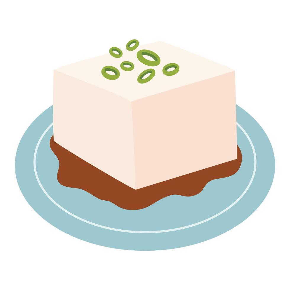 Japanese Chilled Tofu apppetizer food illustration vector