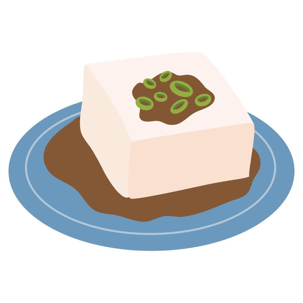 Japanese food, Hiyayakko tofu with topping vector