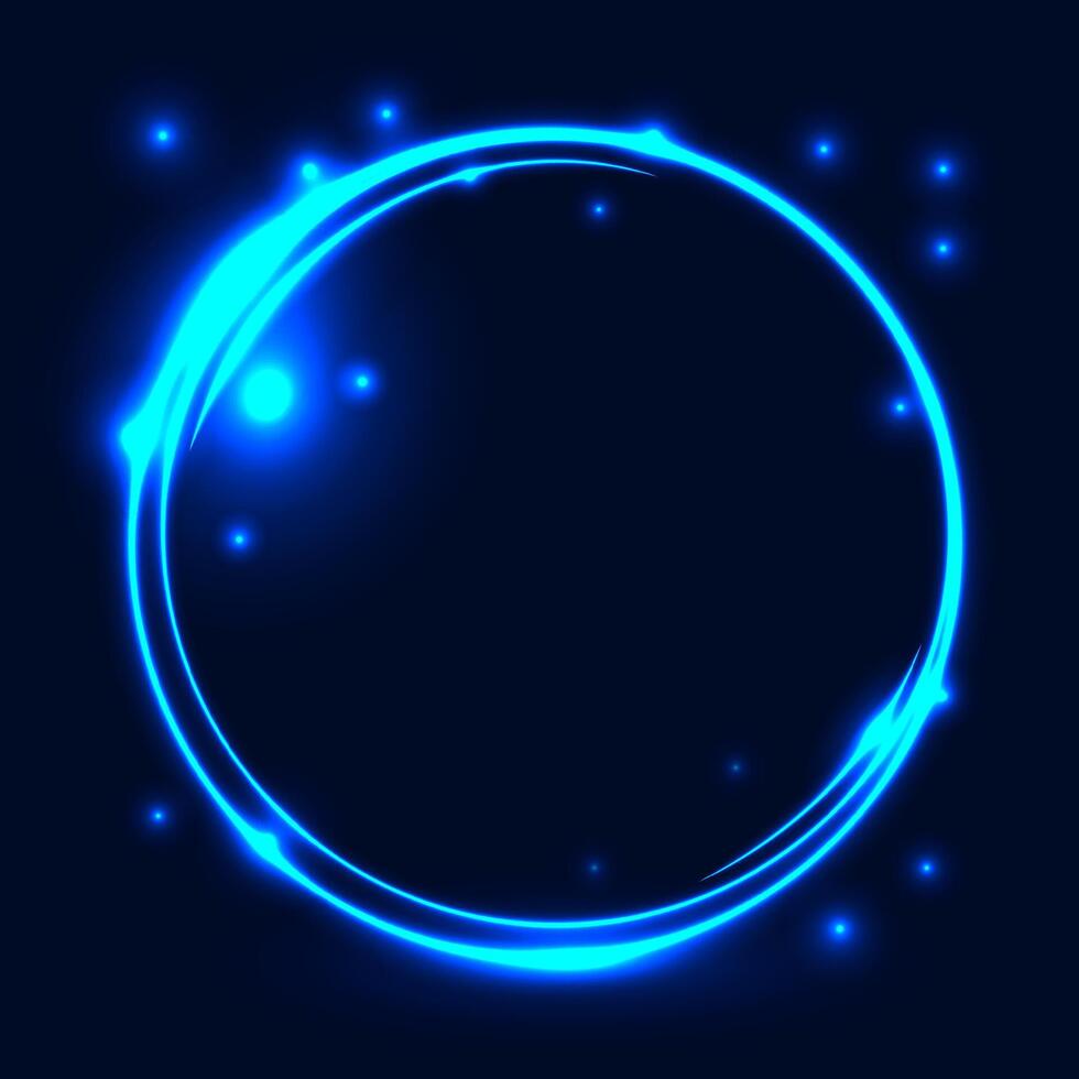 Glowing neon circle frame hoop on a dark background vector