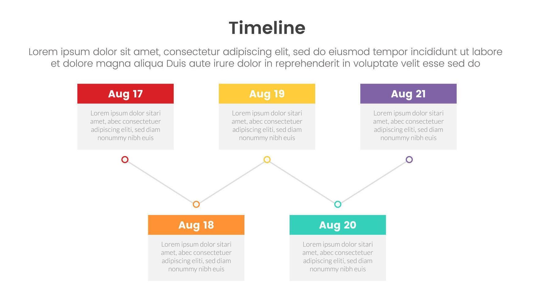 timeline set of point infographic with calendar box up and down with 5 point for slide presentation template vector