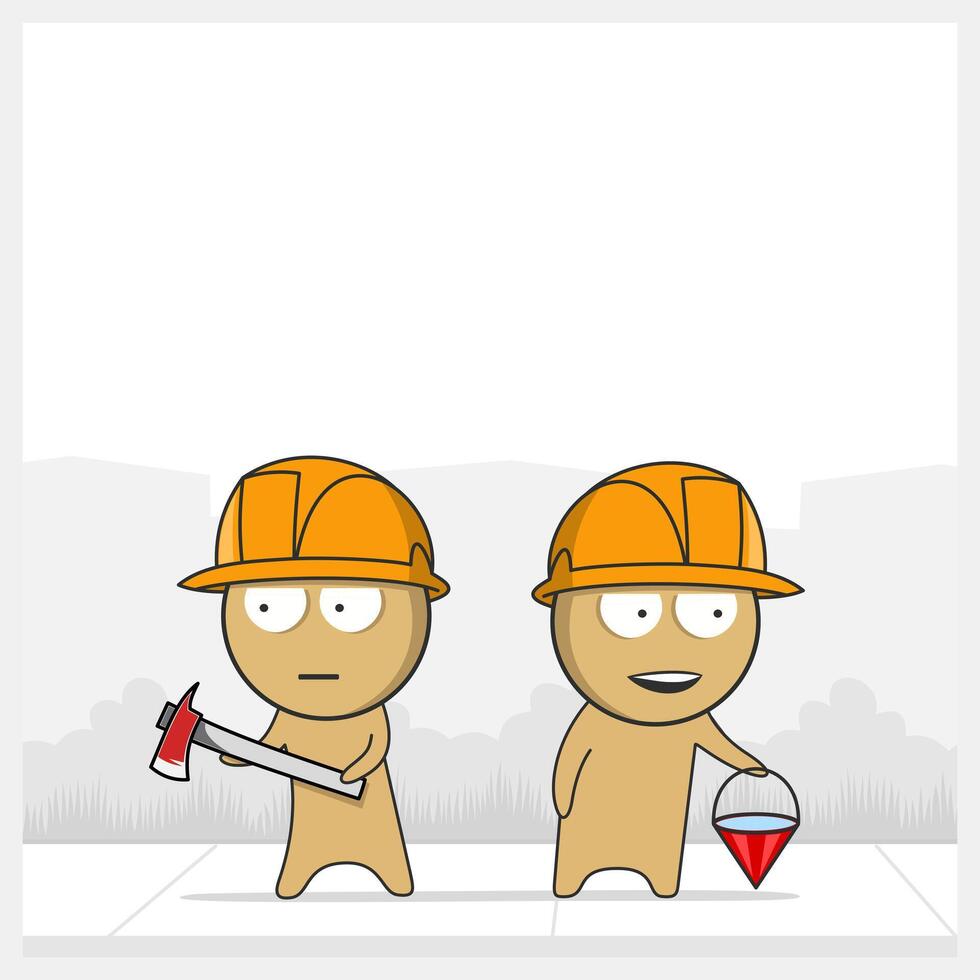 Firefighters in helmets at work vector