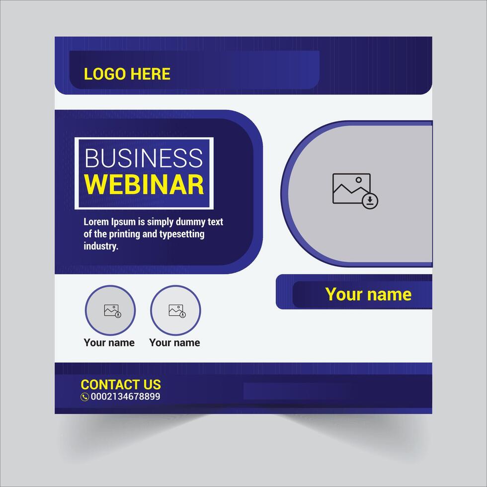 Set of social media post template for Business Webinar ,and social media Marketing Webinar, and seminars with minimalist background. vector